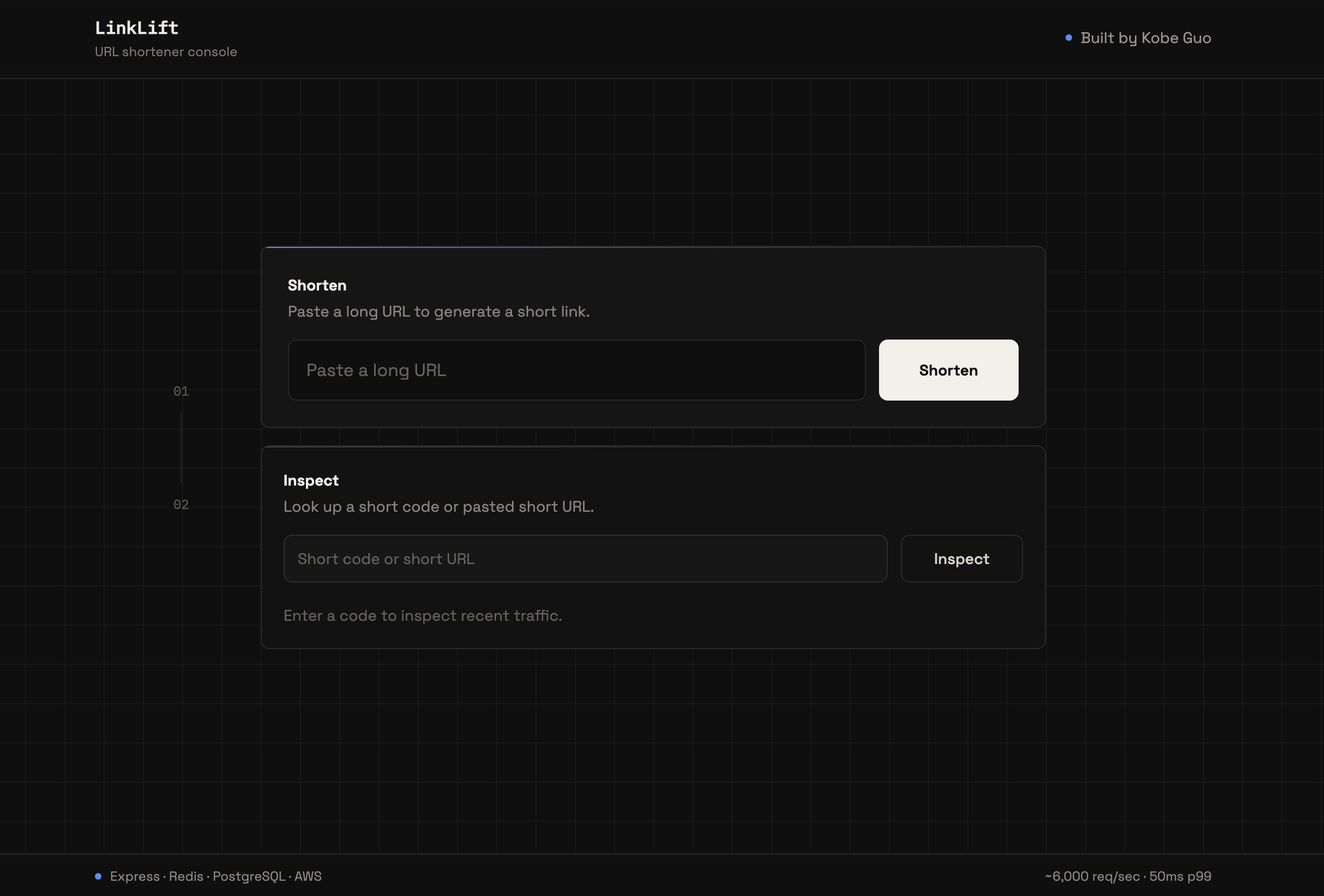 Preview of the LinkLift URL shortener project